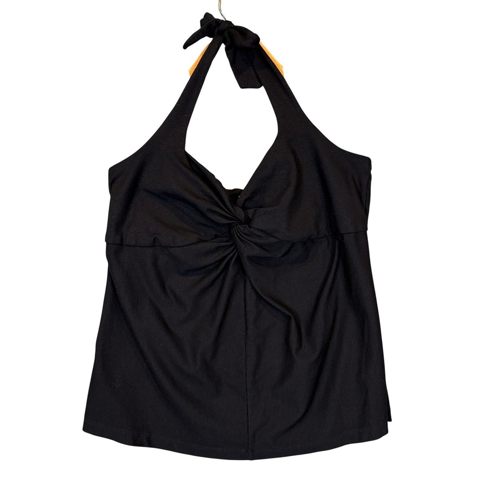 A Pea in the Pod Halter Top Tank Womens Twist Front Maternity Large Black USA
